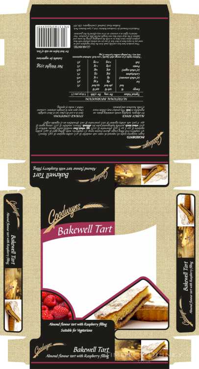 Goownyns Bakewell Tart Packaging Layout Design