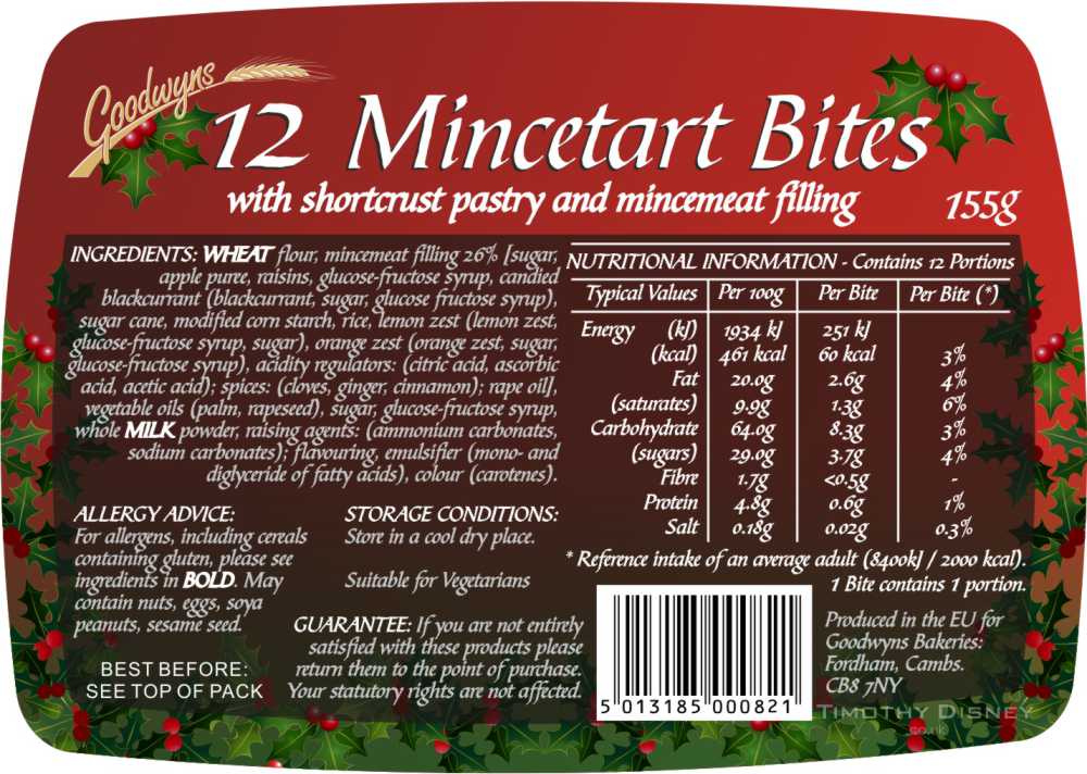 Goownyns Mincetart Bites Label Design